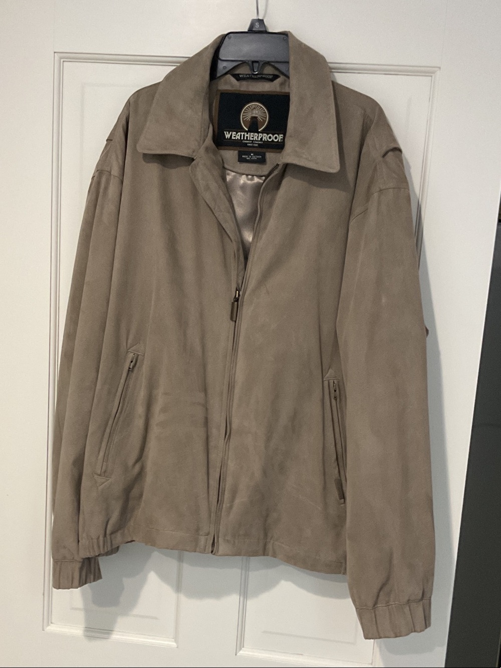 Weatherproof Men’s Taupe Suede Zip-Front Shirt Jacket